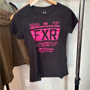 FXR Women's Black and Pink Short Sleeve Tee